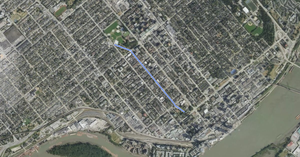 Маршрут Ninth St на спутниковом снимке