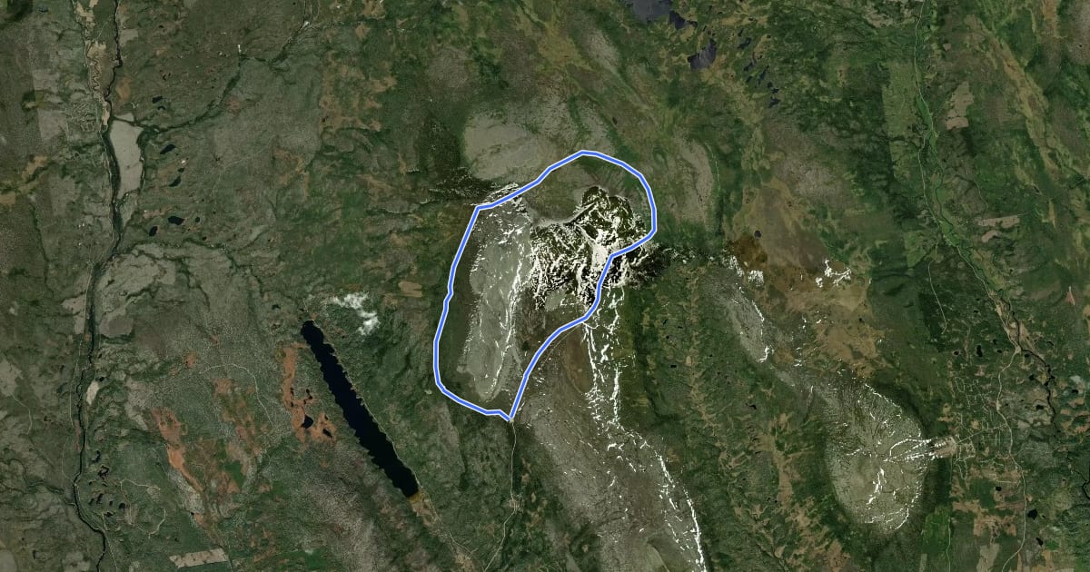 Маршрут Nipfjället runt, sommarled на спутниковом снимке
