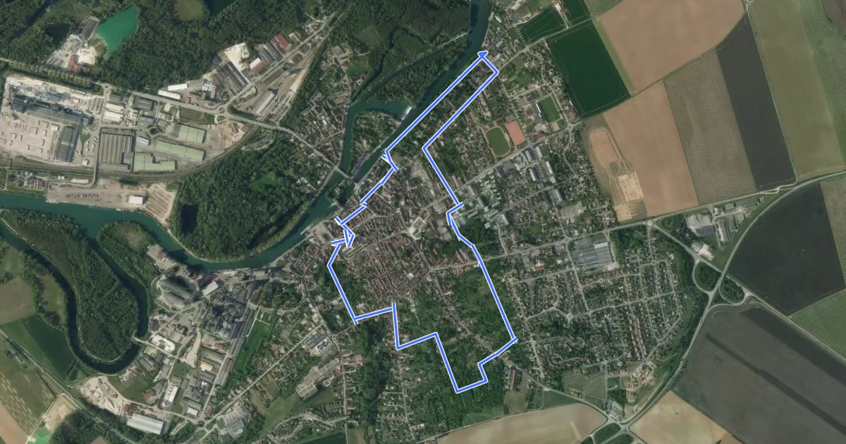 Маршрут Nogent entre Seine et Jardins на спутниковом снимке