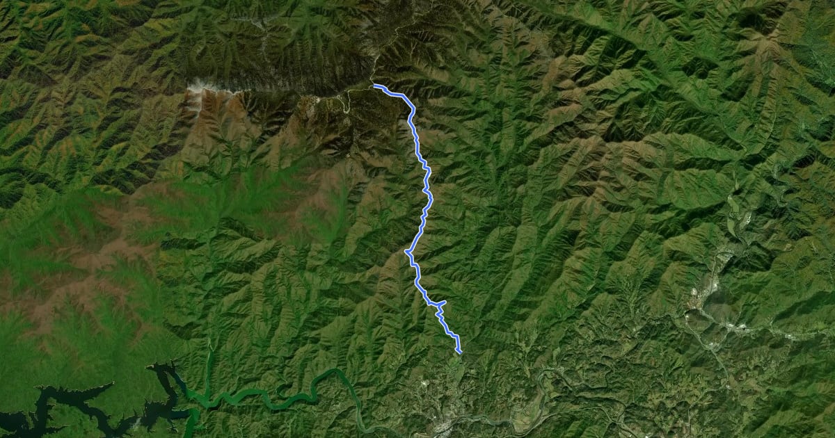 Маршрут Noland Divide Trail на спутниковом снимке