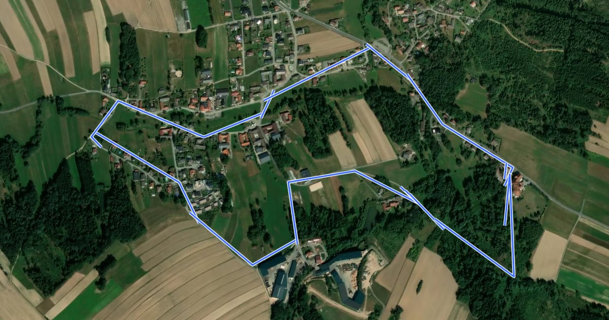 Маршрут Nondorfer Rundwanderweg (14) на спутниковом снимке