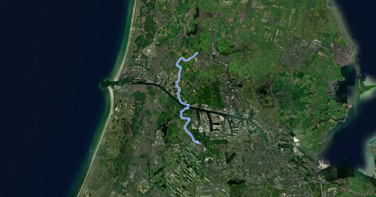 Маршрут Noord-Hollandpad - 09 на спутниковом снимке