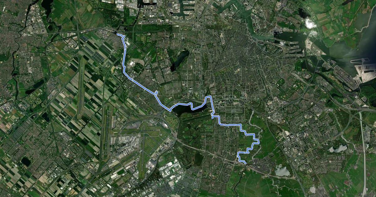Маршрут Noord-Hollandpad - 10 на спутниковом снимке