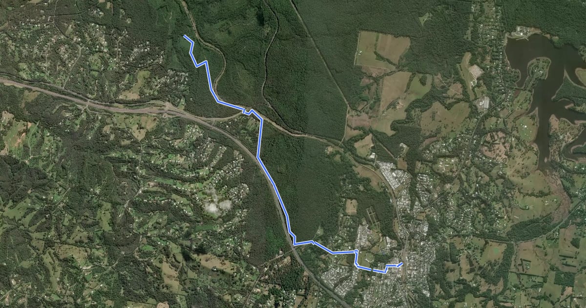 Маршрут Noosa Biospere - Kurui Trail (Cooroy to Yurol Trail) на спутниковом снимке