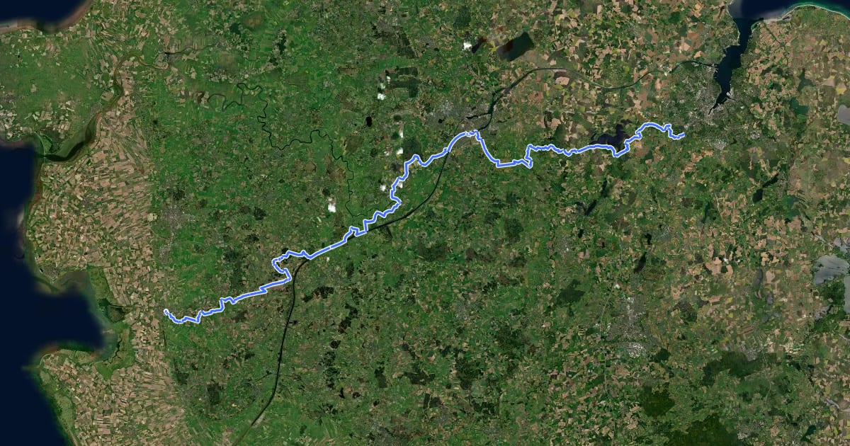 Маршрут Nord-Ostsee-Wanderweg на спутниковом снимке