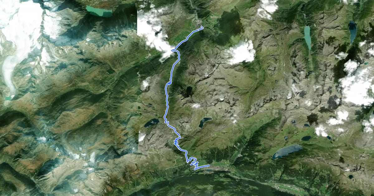 Маршрут Nord-Süd-Route на спутниковом снимке