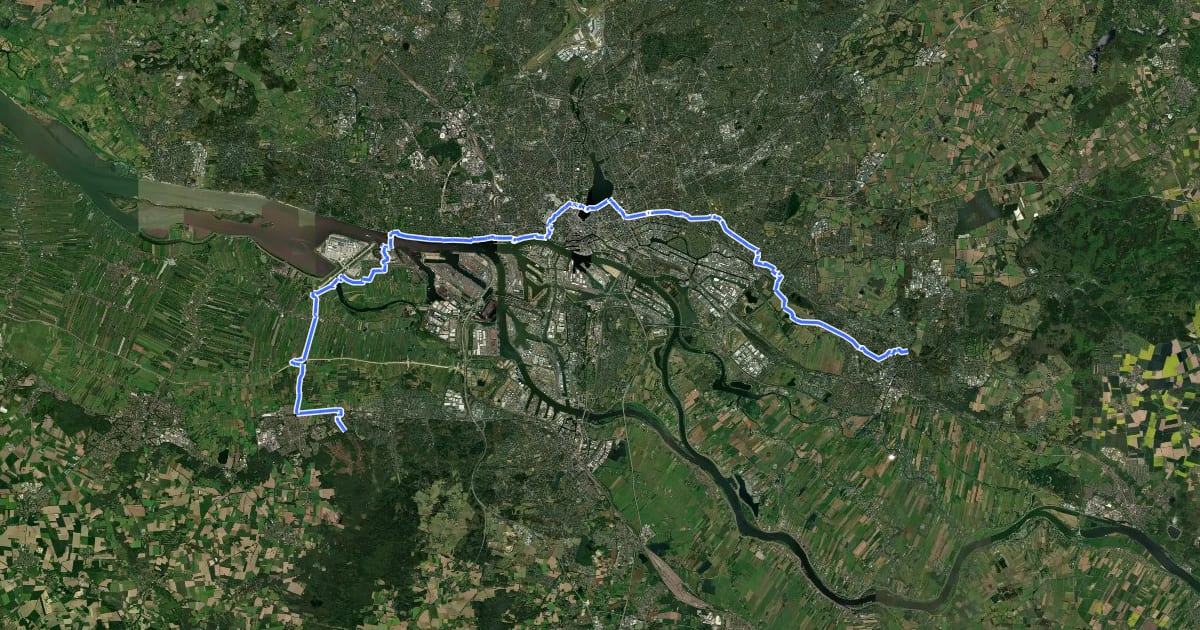 Маршрут Nord Süd Trail, Abschnitt Bergedorf - Fischbek на спутниковом снимке