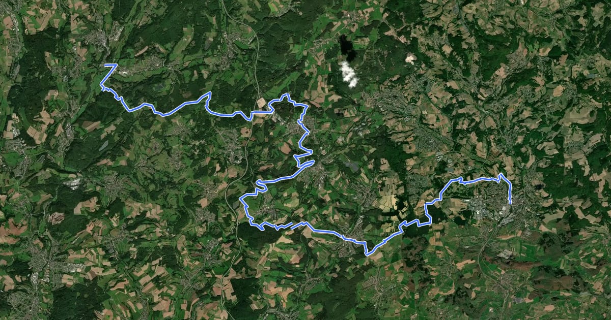 Маршрут Nord Süd Trail, Abschnitt Dagstuhl - Sankt Wendel на спутниковом снимке