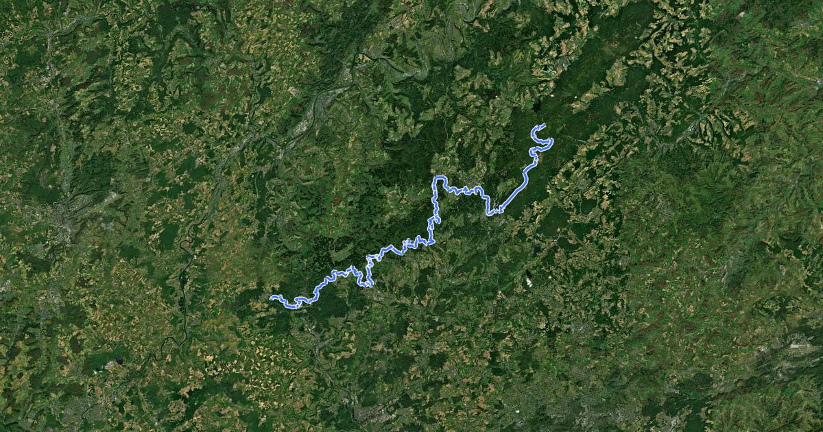 Маршрут Nord Süd Trail, Abschnitt Erbeskopf - Saarschleife на спутниковом снимке