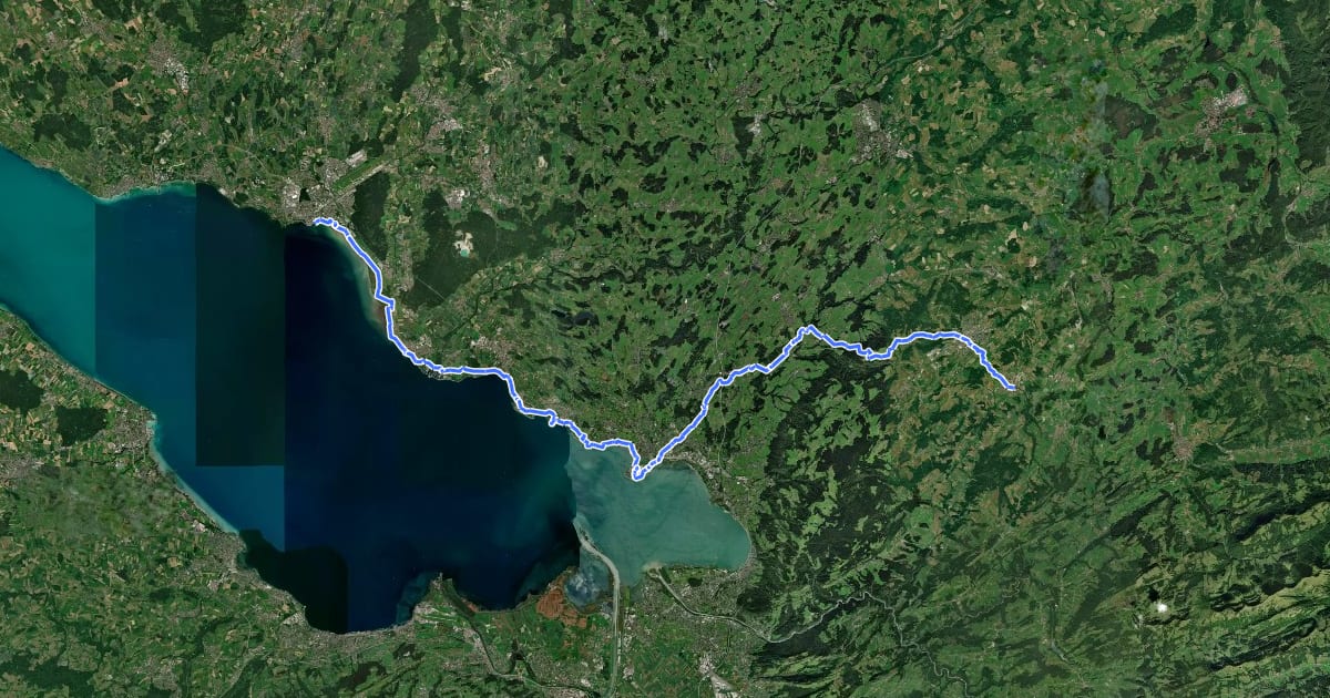Маршрут Nord Süd Trail, Abschnitt Friedrichshafen - Weiler im Allgäu на спутниковом снимке