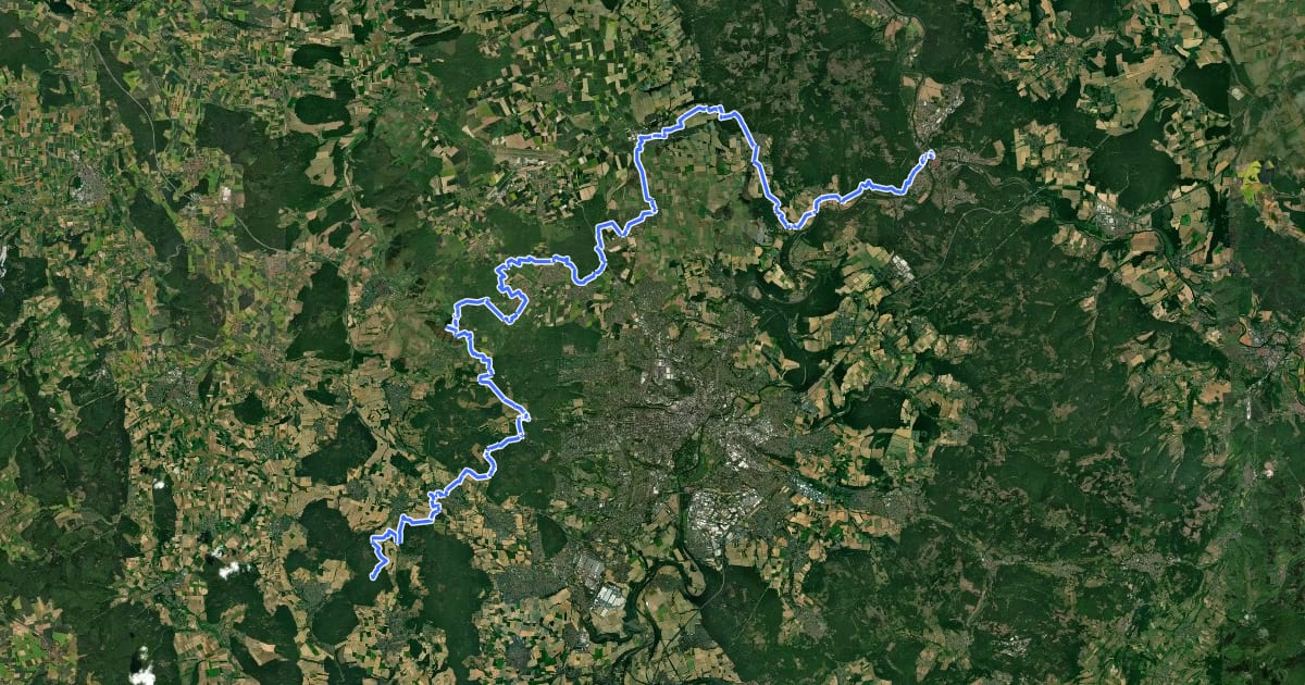 Маршрут Nord Süd Trail, Abschnitt Hann.Münden - Falkenstein на спутниковом снимке