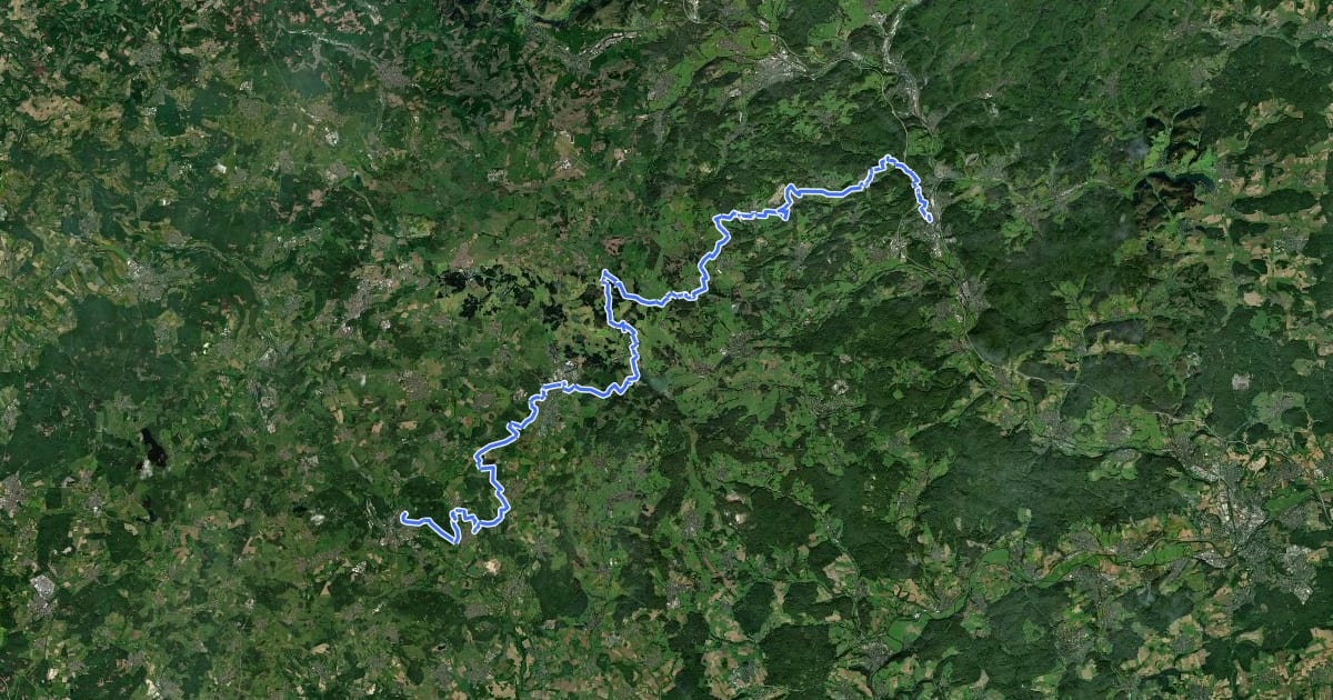 Маршрут Nord Süd Trail, Abschnitt Herborn - Westerburg на спутниковом снимке