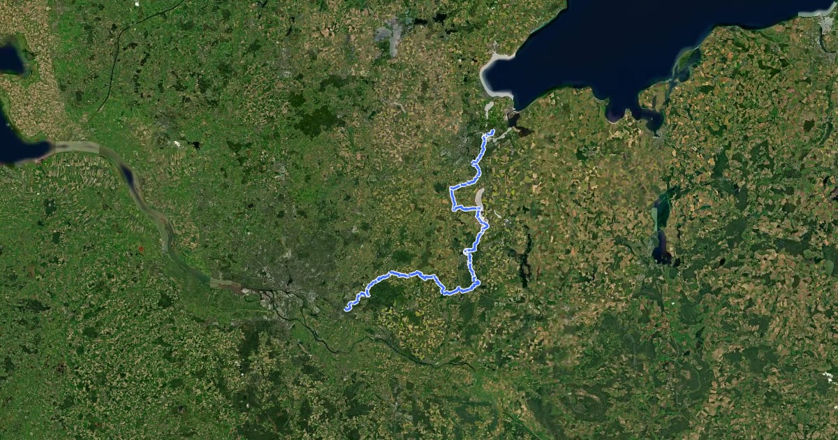 Маршрут Nord Süd Trail, Abschnitt Kücknitz - Bergedorf на спутниковом снимке