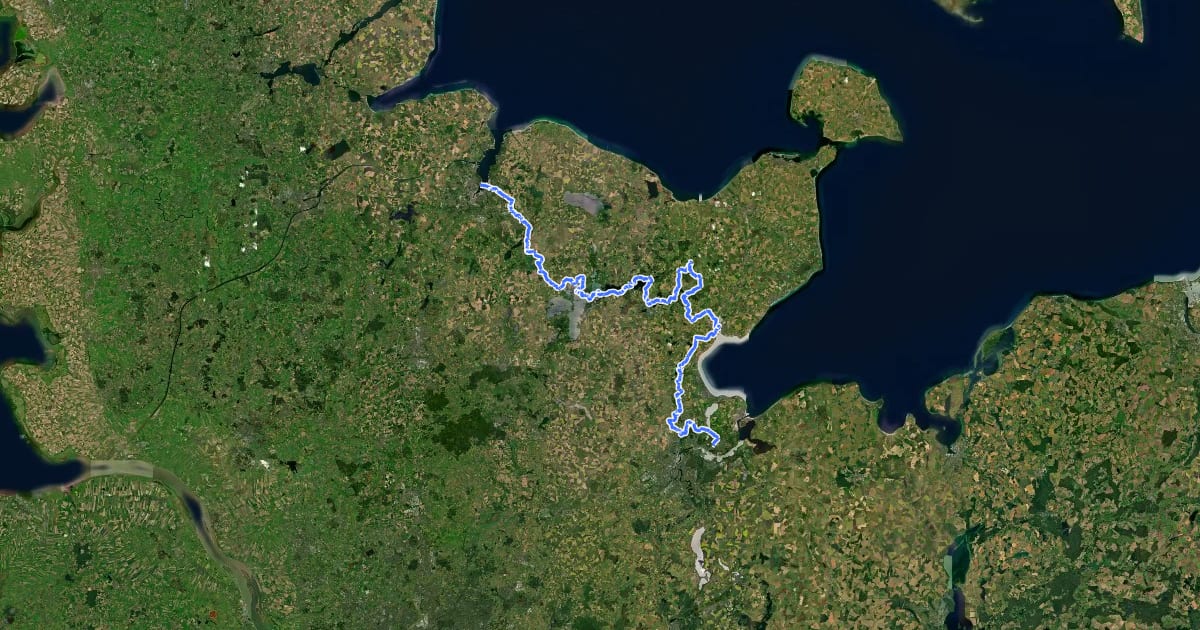 Маршрут Nord Süd Trail, Abschnitt Kiel - Kücknitz на спутниковом снимке