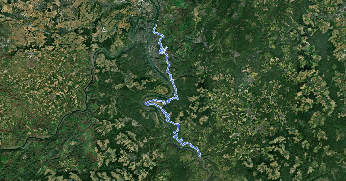 Маршрут Nord Süd Trail, Abschnitt Koblenz - Sankt Goarshausen на спутниковом снимке