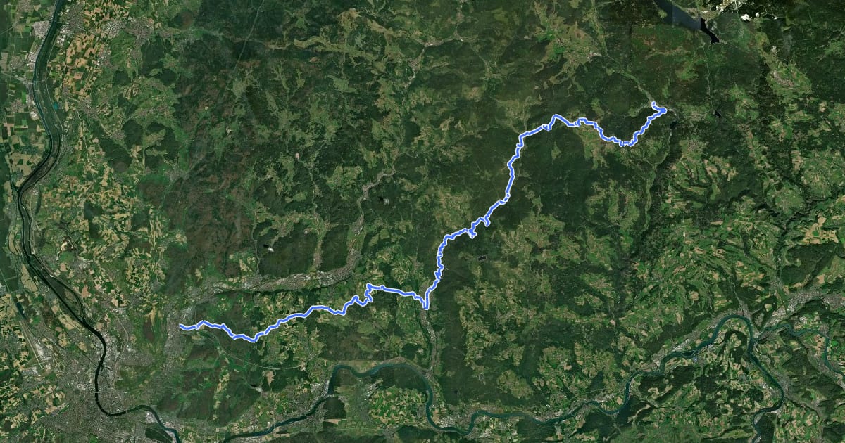 Маршрут Nord Süd Trail, Abschnitt Lörrach - St. Blasien на спутниковом снимке