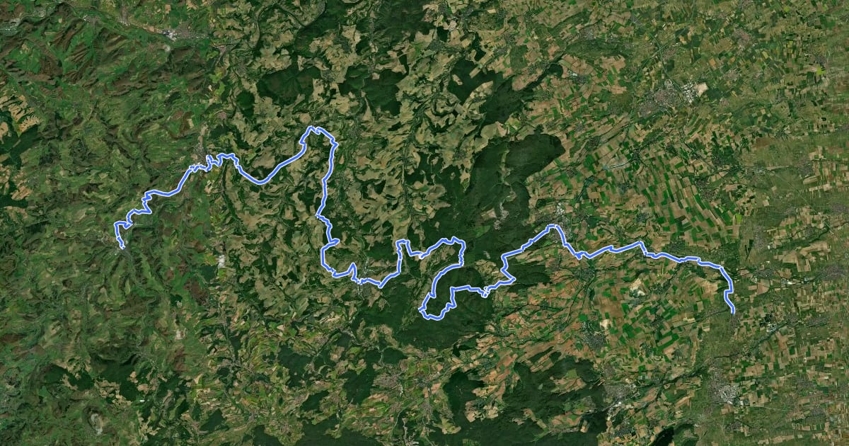 Маршрут Nord Süd Trail, Abschnitt Lauterecken - Bockenheim на спутниковом снимке