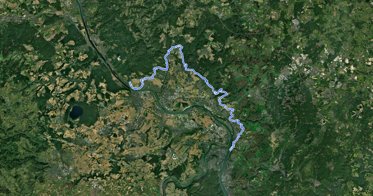 Маршрут Nord Süd Trail, Abschnitt Leutesdorf - Koblenz на спутниковом снимке
