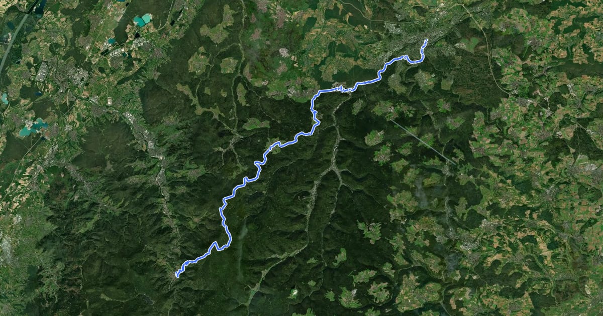Маршрут Nord Süd Trail, Abschnitt Pforzheim - Forbach на спутниковом снимке
