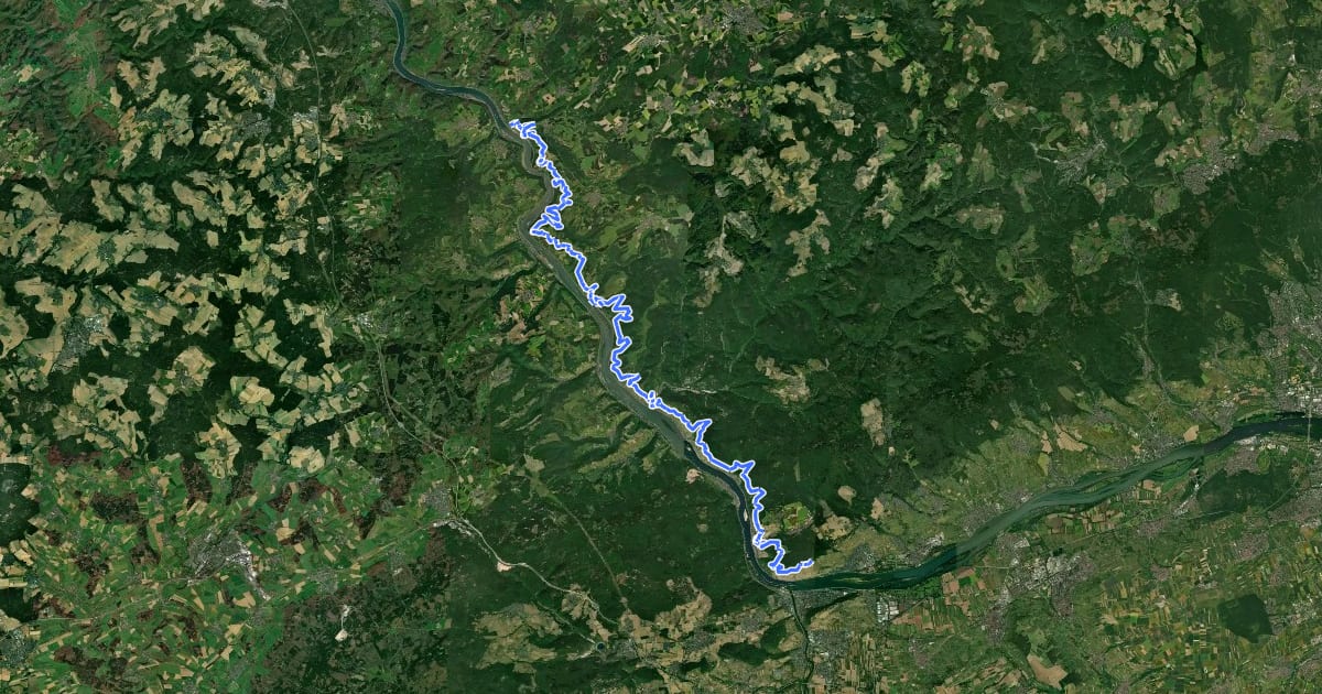 Маршрут Nord Süd Trail, Abschnitt Sankt Goarshausen - Rüdesheim на спутниковом снимке