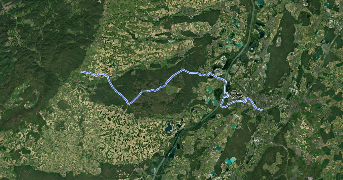 Маршрут Nord Süd Trail, Abschnitt Schweigen-Rechtenbach - Karlsruhe на спутниковом снимке
