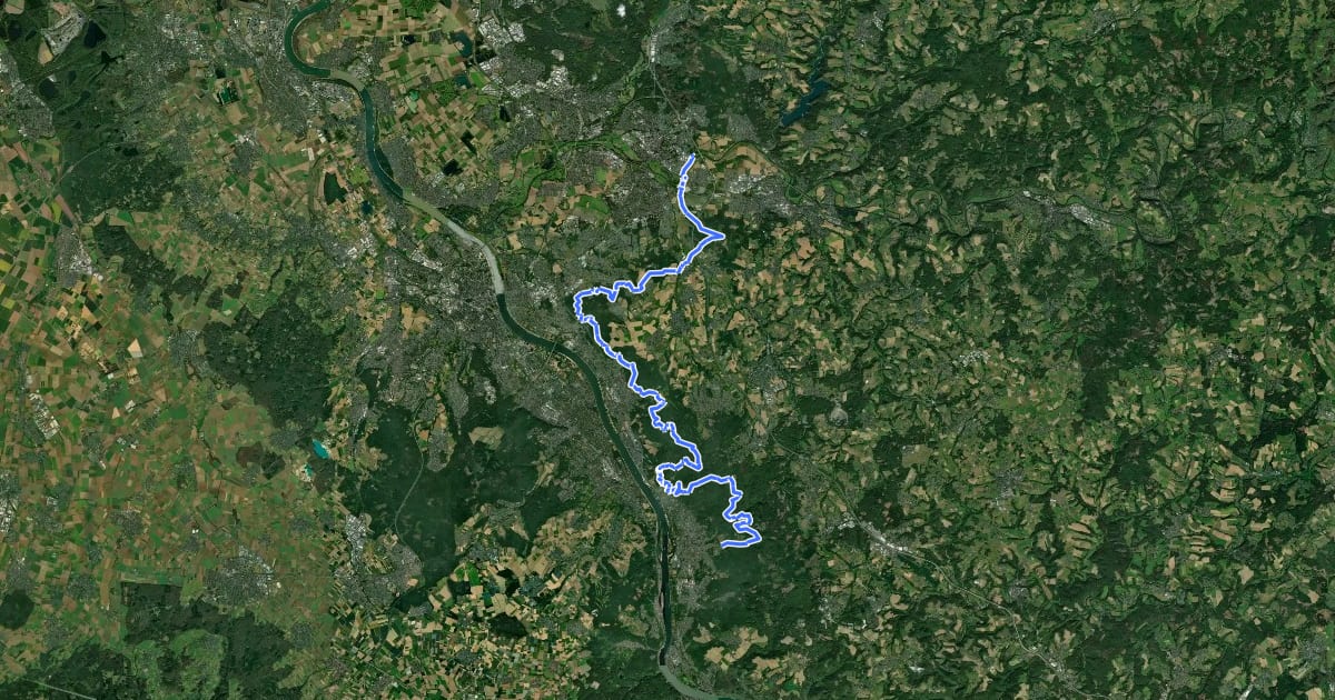Маршрут Nord Süd Trail, Abschnitt Siegburg - Bad Honnef на спутниковом снимке
