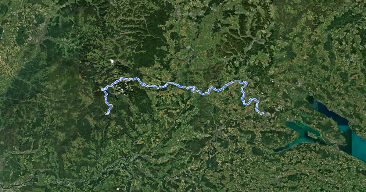 Маршрут Nord Süd Trail, Abschnitt St. Blasien - Singen (Hohentwiel) на спутниковом снимке