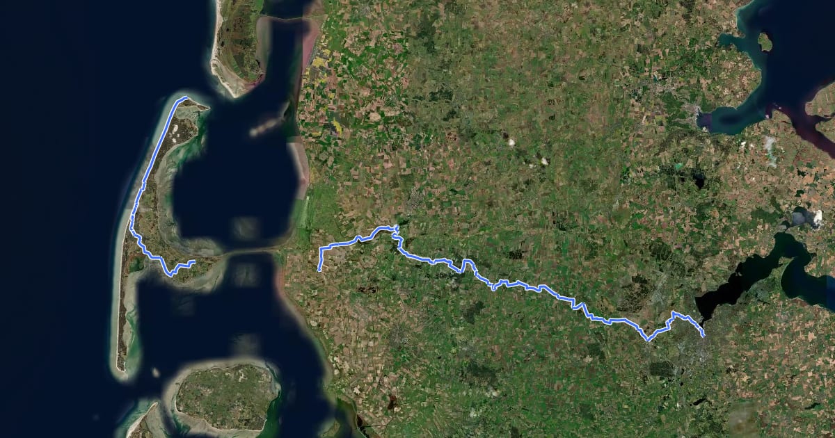 Маршрут Nord Süd Trail, Abschnitt Sylt - Flensburg на спутниковом снимке