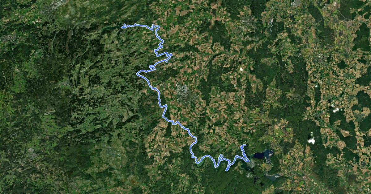 Маршрут Nord Süd Trail, Absschnitt Nieder-Werbe - Eisenberg на спутниковом снимке