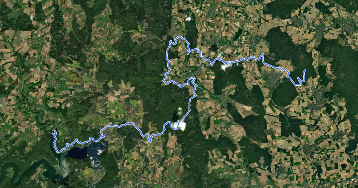Маршрут Nord Süd Trail, Aschnitt Falkenstein - Nieder-Werbe на спутниковом снимке
