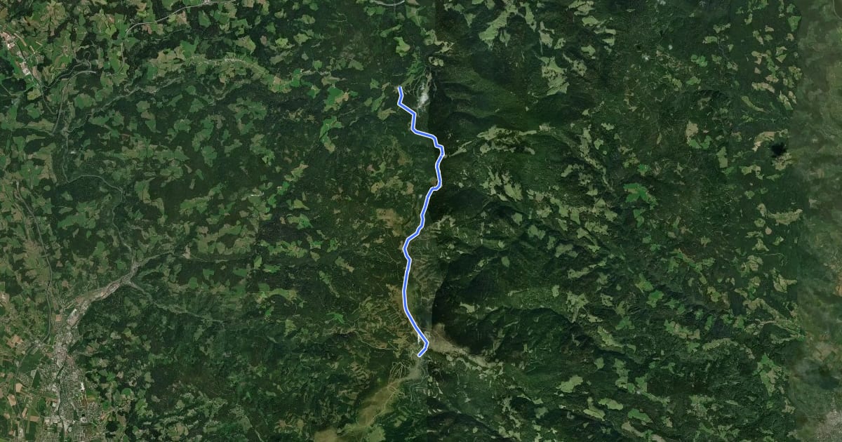 Маршрут Nord-Süd Weitwanderweg 505 на спутниковом снимке