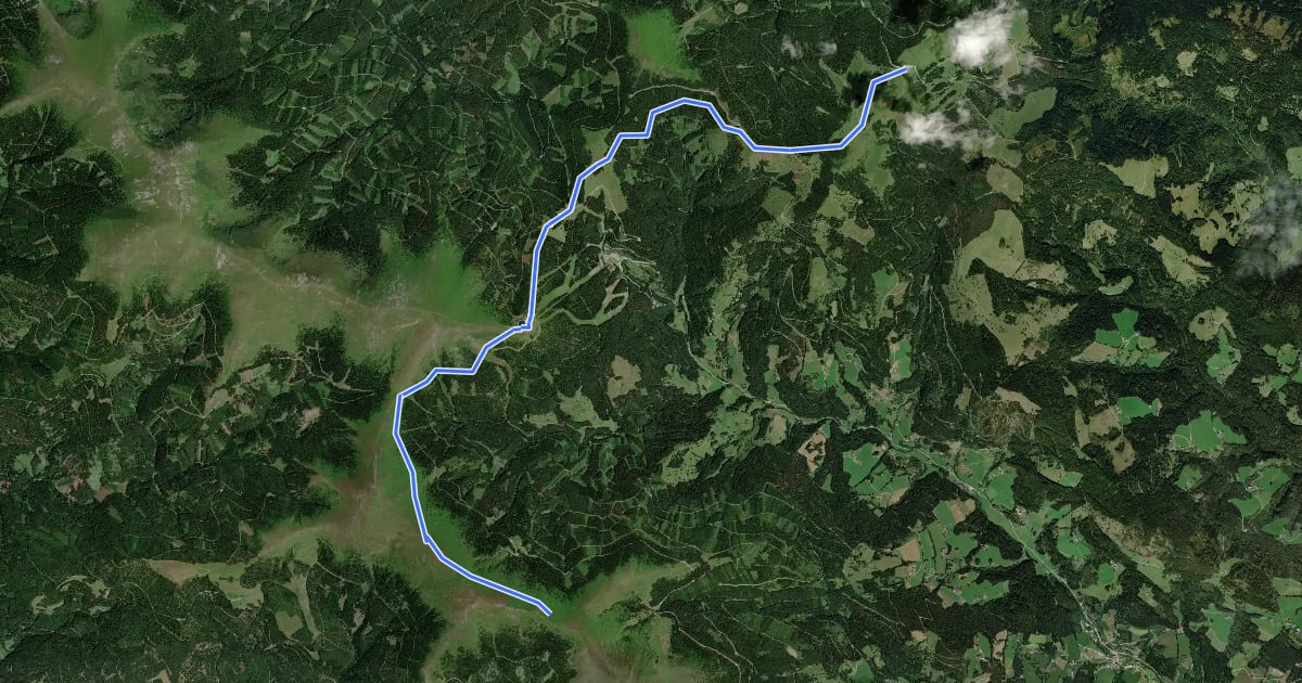 Маршрут Nord-Süd Weitwanderweg 505 на спутниковом снимке