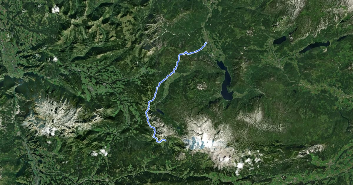 Маршрут Nordalpenweg 01A на спутниковом снимке