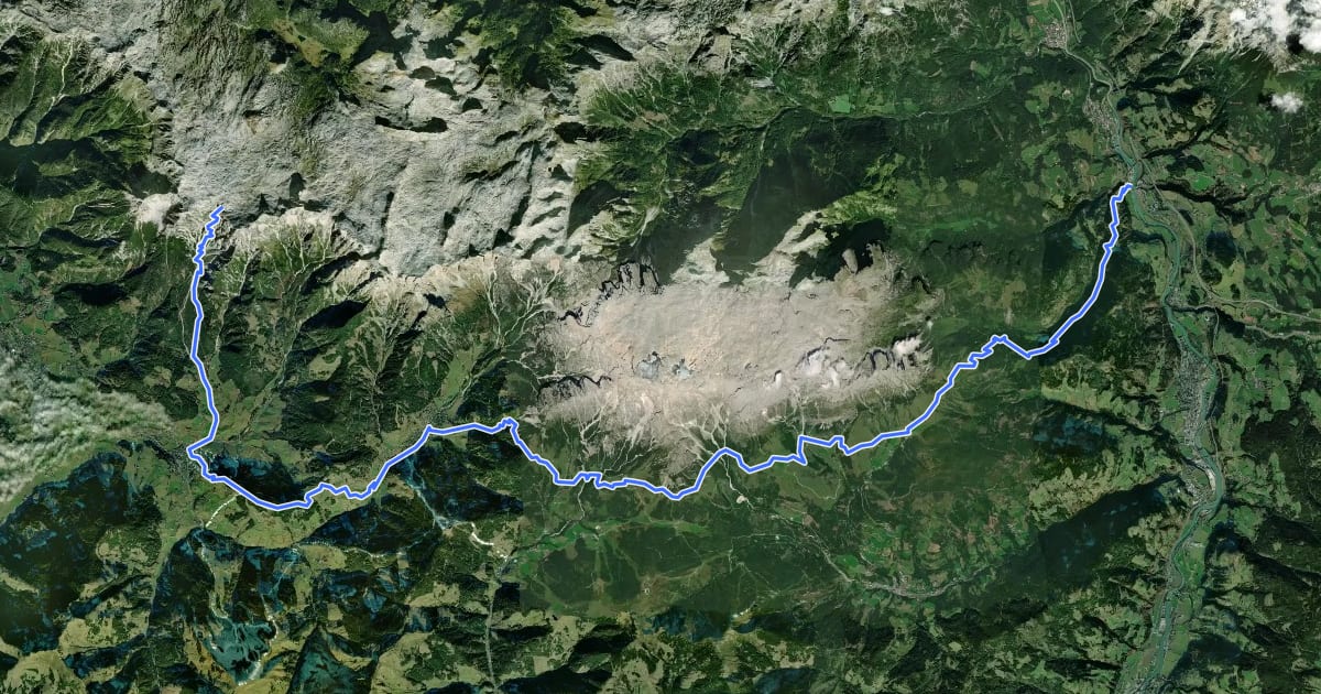 Маршрут Nordalpenweg 01A на спутниковом снимке