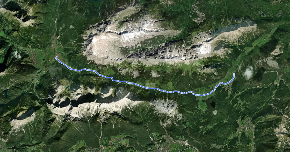 Маршрут Nordalpenweg 01A на спутниковом снимке