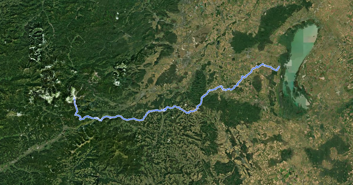Маршрут Nordalpenweg 01A - Burgenlandroute на спутниковом снимке