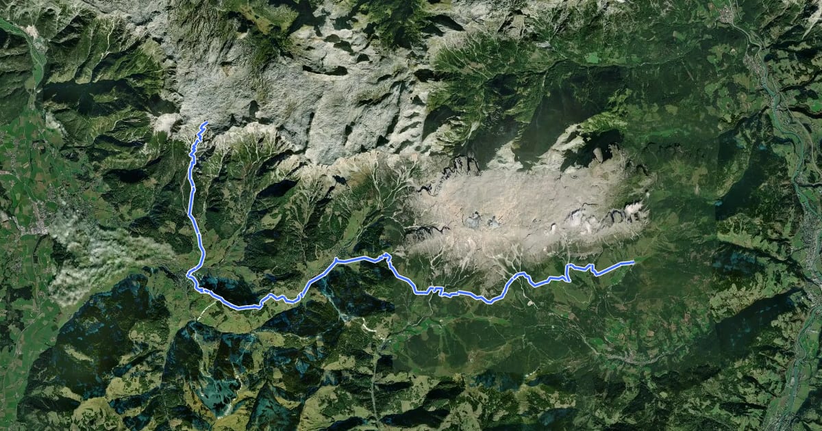 Маршрут Nordalpenweg 401A на спутниковом снимке