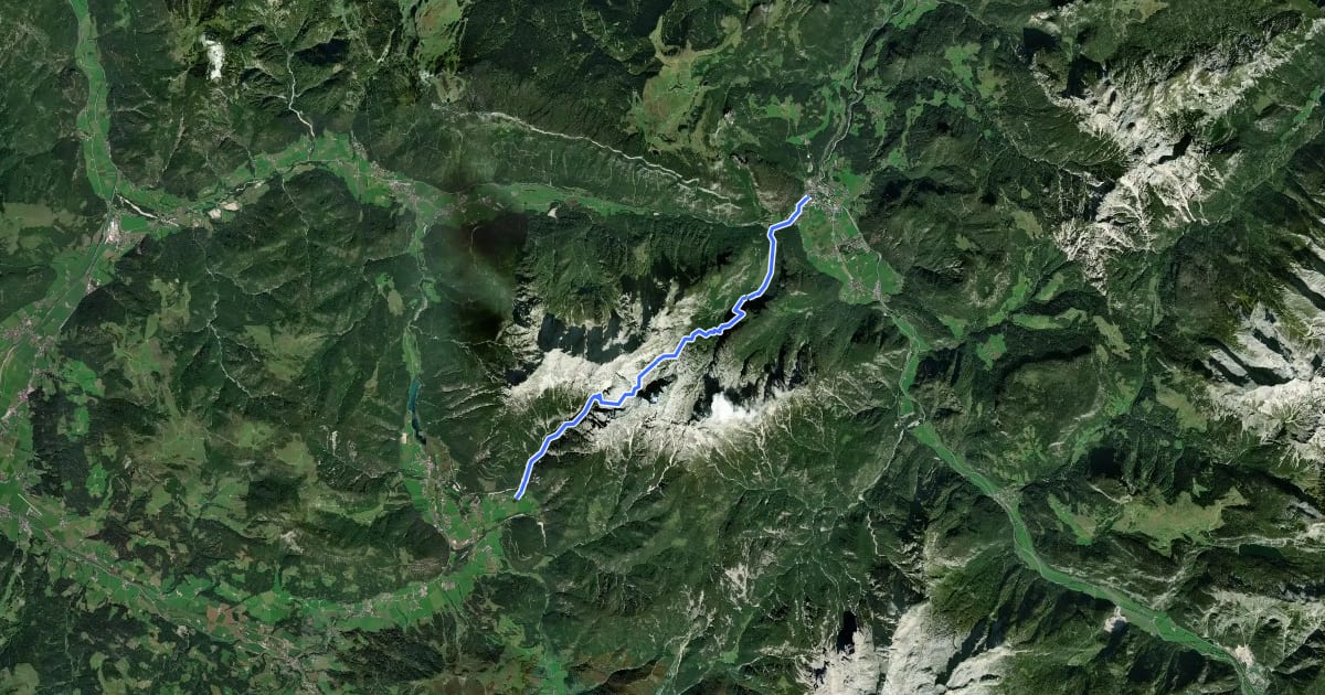 Маршрут Nordalpenweg 601 на спутниковом снимке