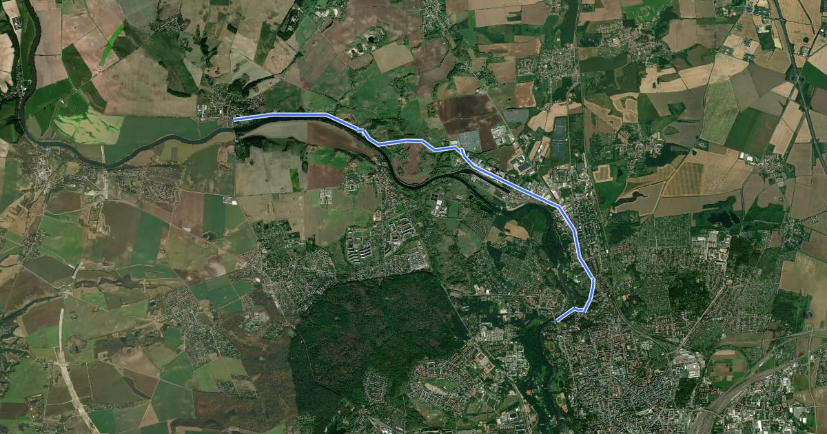 Маршрут Nordbad Brachwitz Saaleradwegverbindung на спутниковом снимке
