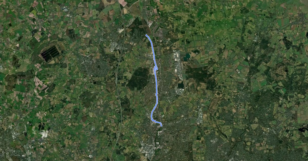 Маршрут Norderstedt Veloroute 1 на спутниковом снимке