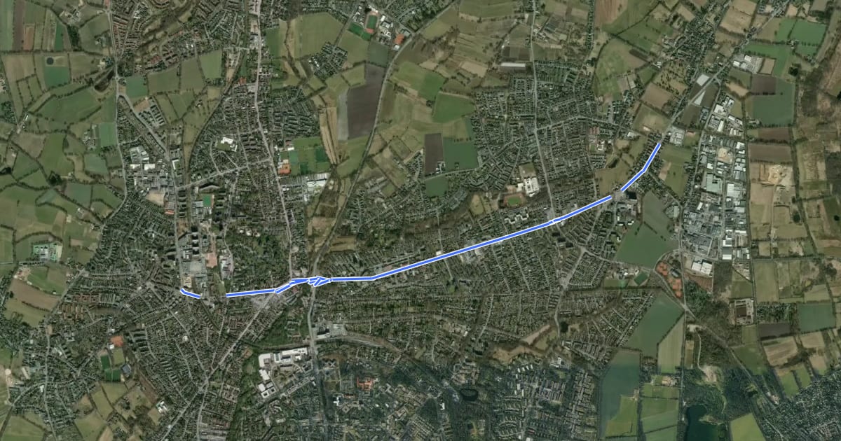 Маршрут Norderstedt Veloroute 4 на спутниковом снимке
