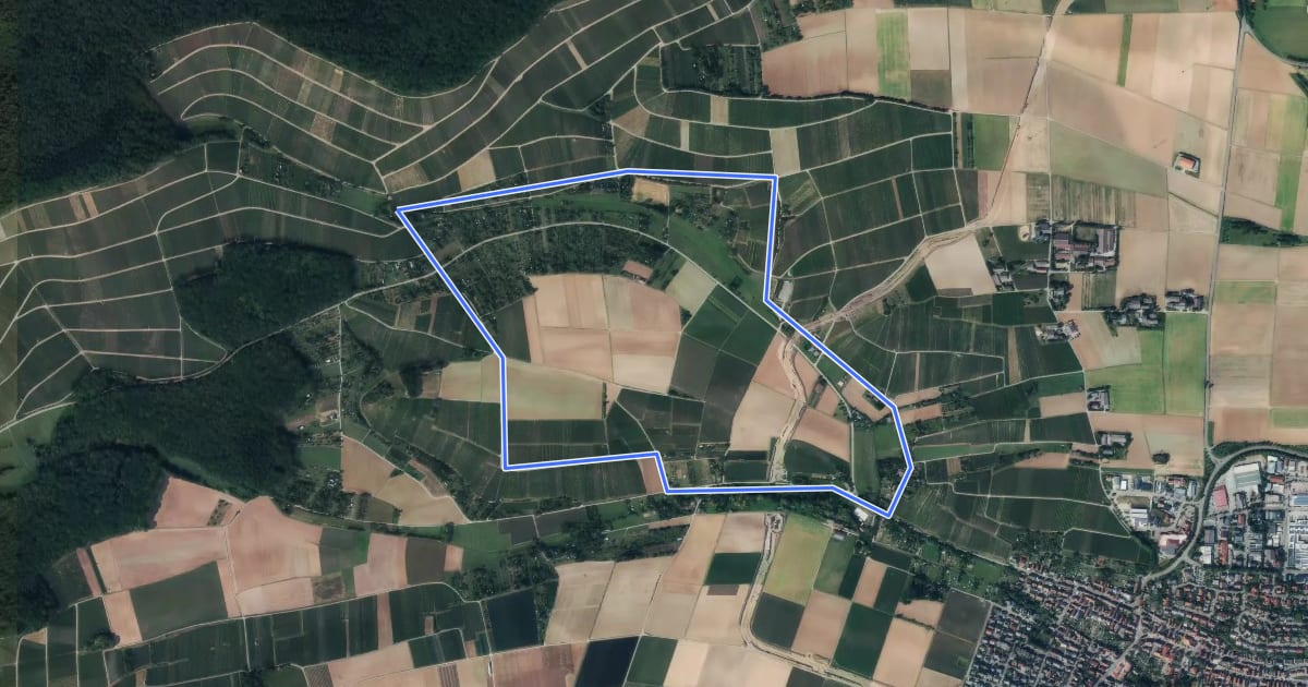 Маршрут Nordheimer Weinweg на спутниковом снимке
