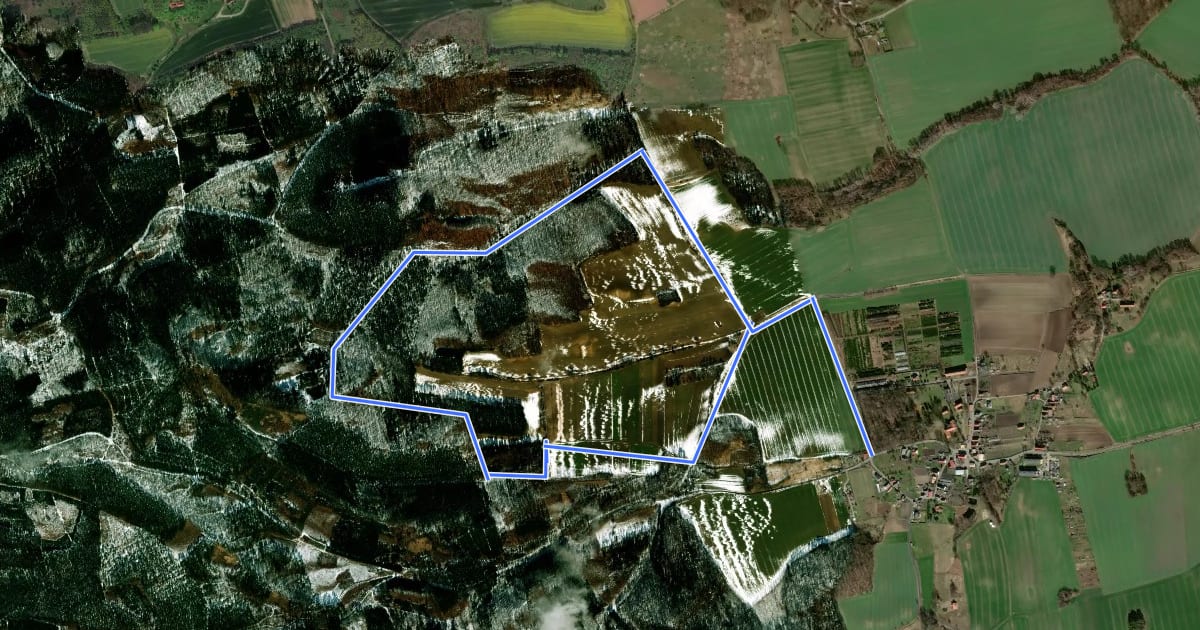 Маршрут Nordic Park Dalków - zielony на спутниковом снимке