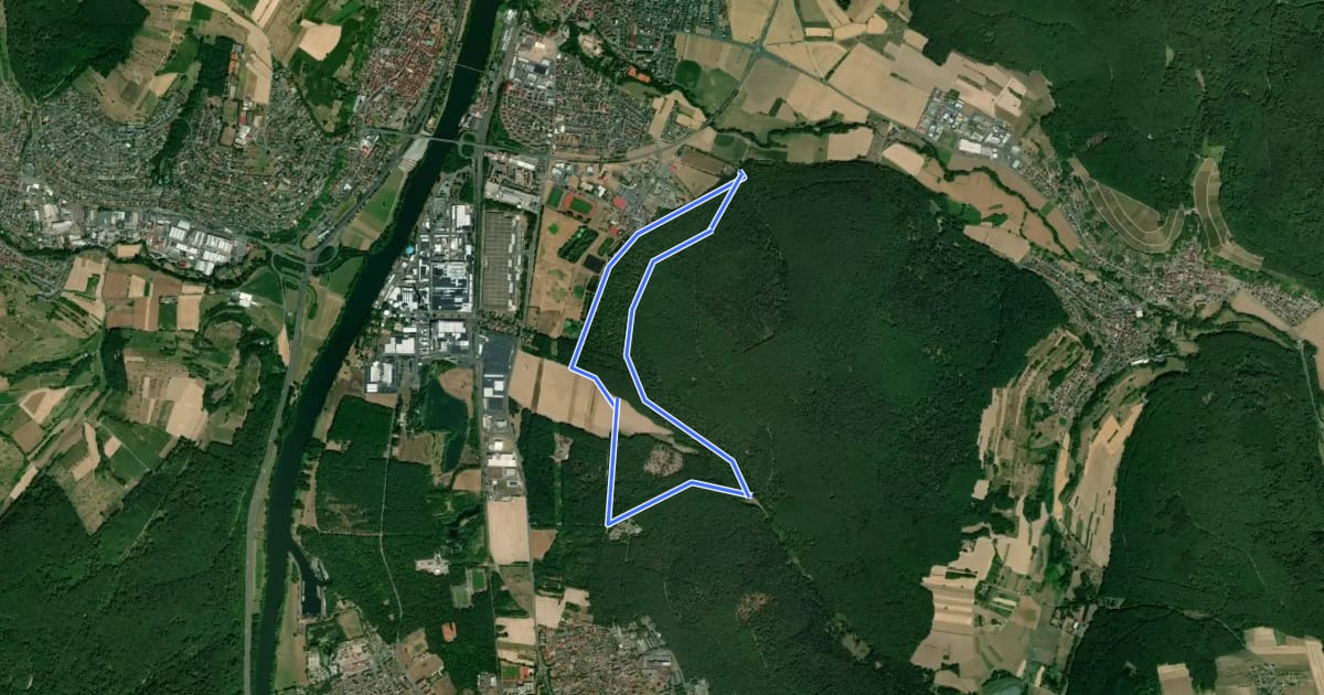 Маршрут Nordic Walking 1 blau Elsenfeld на спутниковом снимке