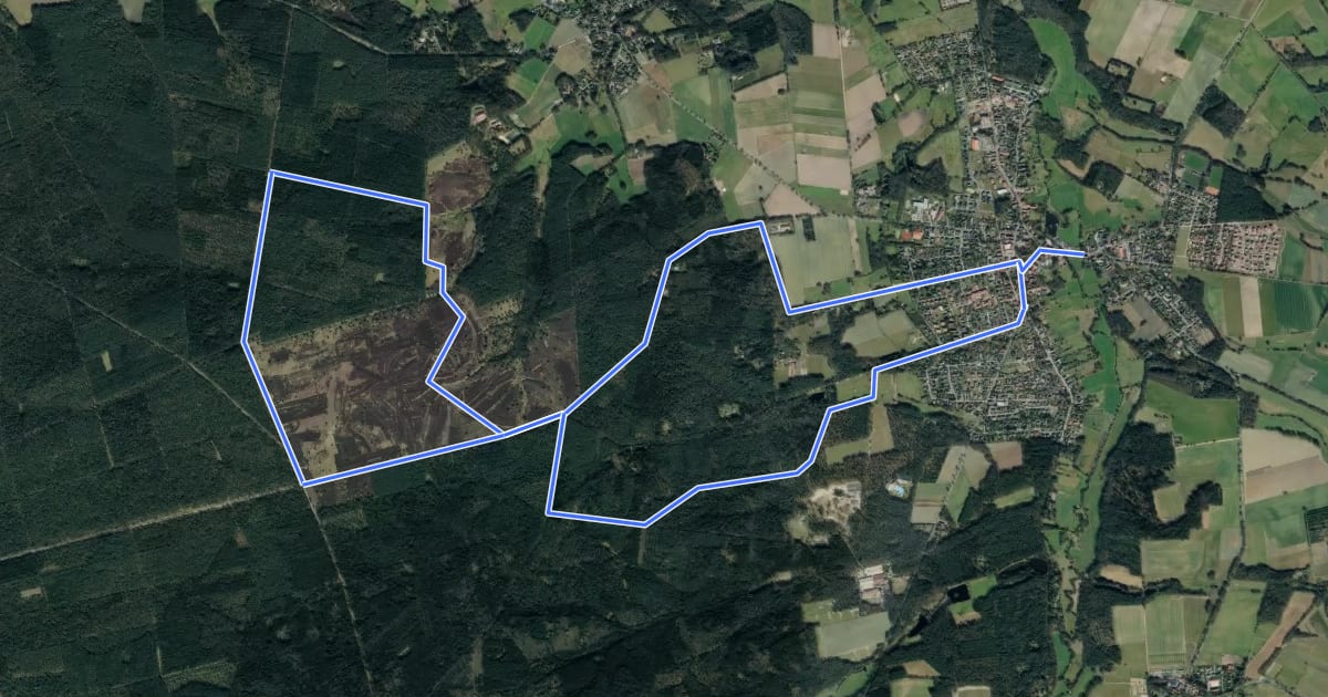 Маршрут Nordic Walking 1S Hanstedt на спутниковом снимке