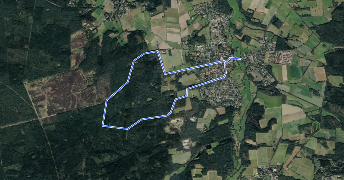 Маршрут Nordic Walking 2M Hanstedt на спутниковом снимке