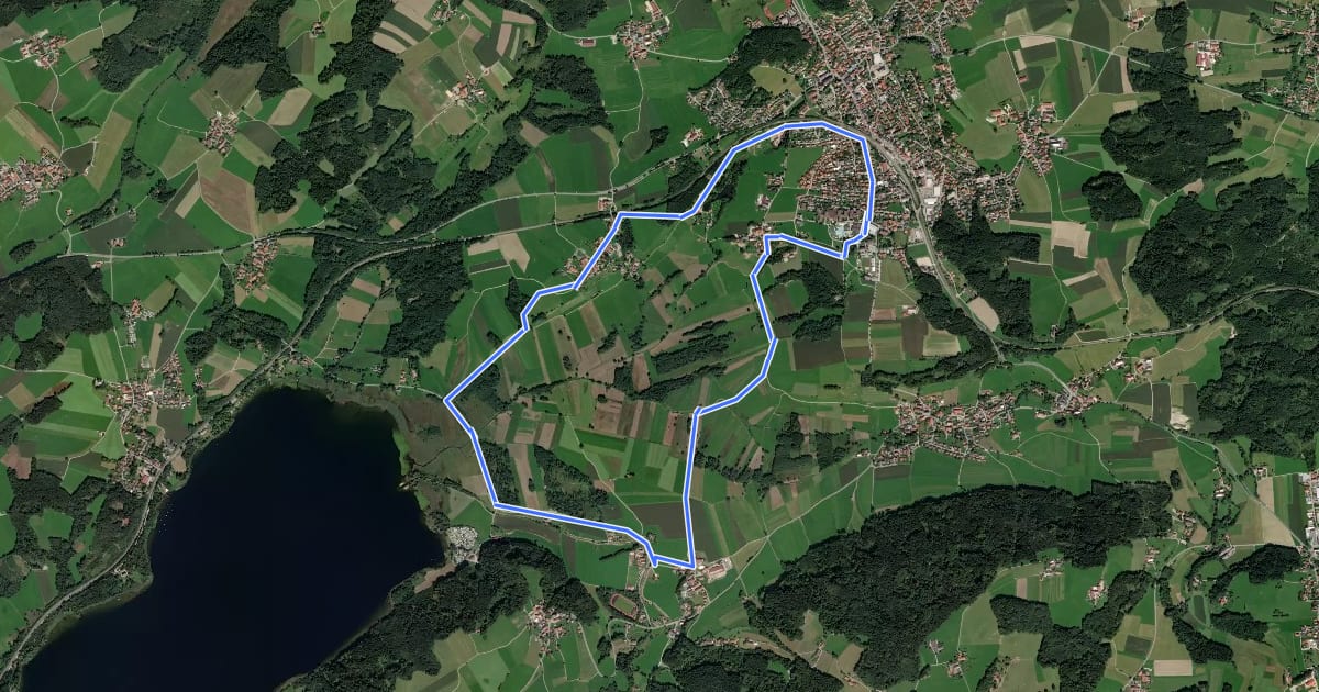 Маршрут Nordic Walking Bad Endorf Rot на спутниковом снимке