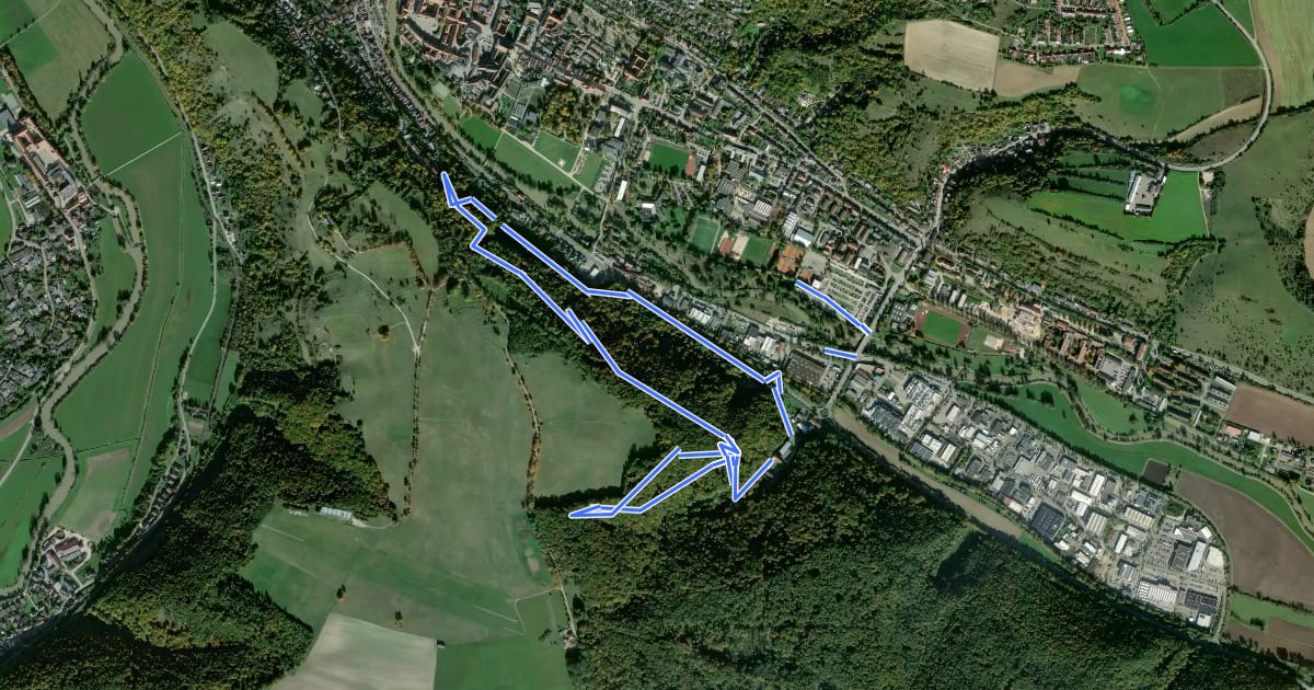 Маршрут Nordic Walking Park Eichstätt Route 3 Auwäldchen на спутниковом снимке