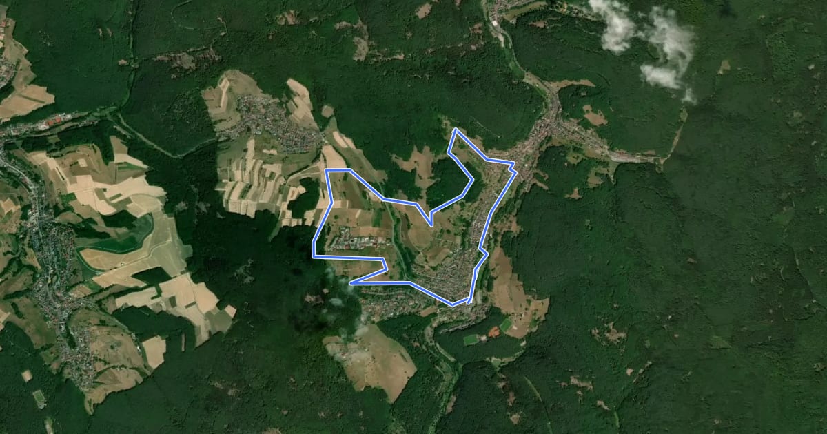 Маршрут Nordic Walking Rot Heimbuchenthal на спутниковом снимке
