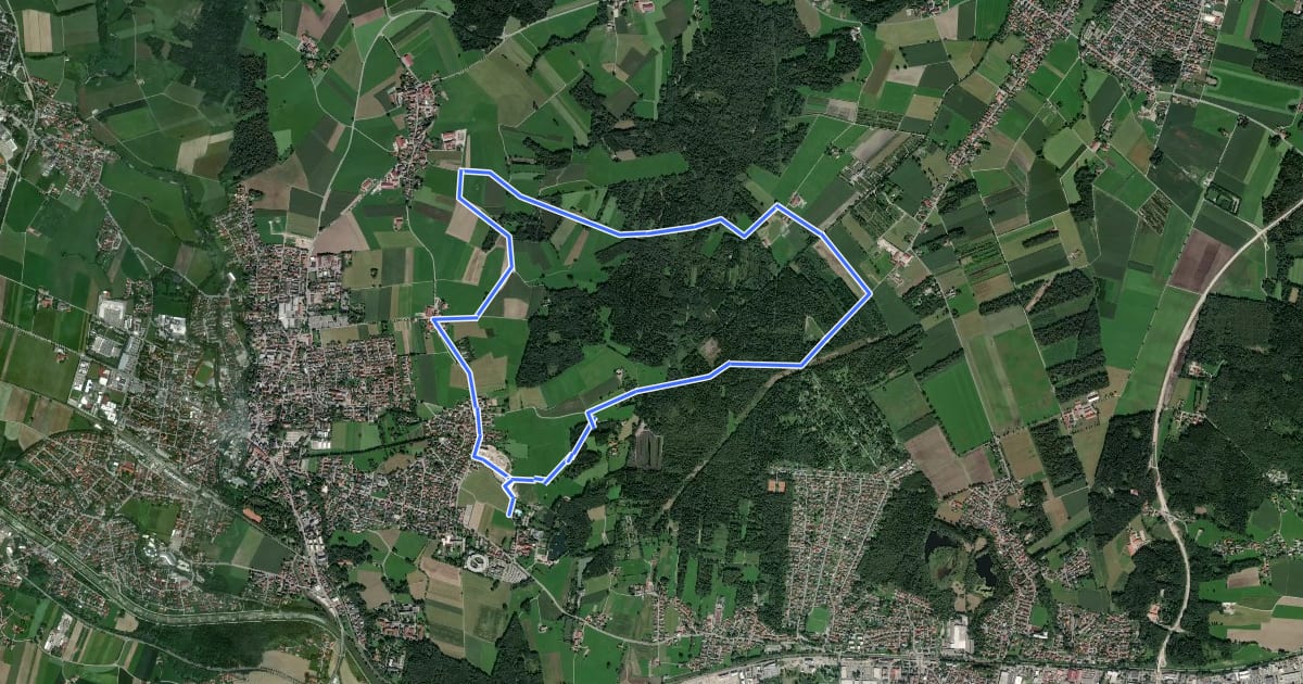 Маршрут Nordic Walking Rundstrecke 1 - schwer на спутниковом снимке